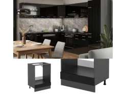 Vicco Herdumbauschrank R-Line Schwarz Hochglanz/Anthrazit 60 cm AP Anthrazit