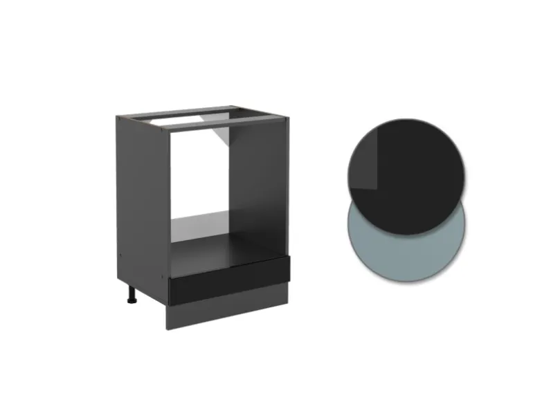 Vicco Herdumbauschrank R-Line Schwarz Hochglanz/Anthrazit 60 cm AP Anthrazit