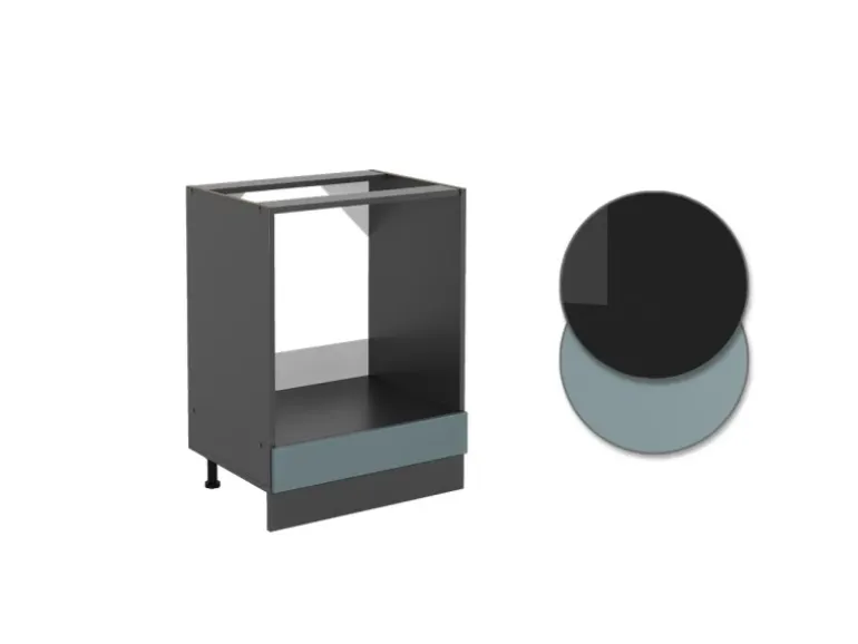 Vicco Herdumbauschrank R-Line Blau-Grau/Anthrazit 60 cm ohne Arbeitsplatte