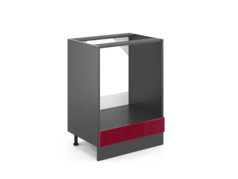 Vicco Herdumbauschrank R-Line Bordeaux Hochglanz/Anthrazit 60 cm ohne Arbeitsplatte
