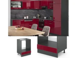 Vicco Herdumbauschrank R-Line Bordeaux Hochglanz/Anthrazit 60 cm ohne Arbeitsplatte