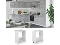 Vicco Herdumbauschrank R-Line Herdschrank Beton/Weiß 60 cm AP Anthrazit