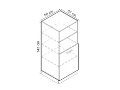 Vicco Herdumbauschrank R-Line Herdschrank Schwarz Hochglanz/Weiß 60 cm