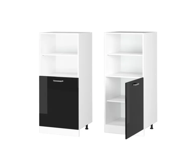 Vicco Herdumbauschrank R-Line Herdschrank Schwarz Hochglanz/Weiß 60 cm