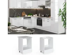 Vicco Herdumbauschrank R-Line Weiß Hochglanz/Weiß 60 cm AP Anthrazit