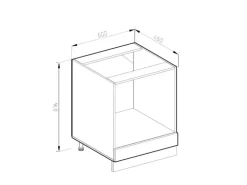 Vicco Herdumbauschrank R-Line Herdschrank Grau/Weiß 60 cm AP Marmor