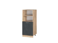 Vicco Herdumbauschrank R-Line Herdschrank Schwarz Beton/Goldkraft Eiche 60 cm mit Goldkraft Eiche Korpus