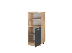 Vicco Herdumbauschrank R-Line Herdschrank Schwarz Beton/Goldkraft Eiche 60 cm mit Goldkraft Eiche Korpus