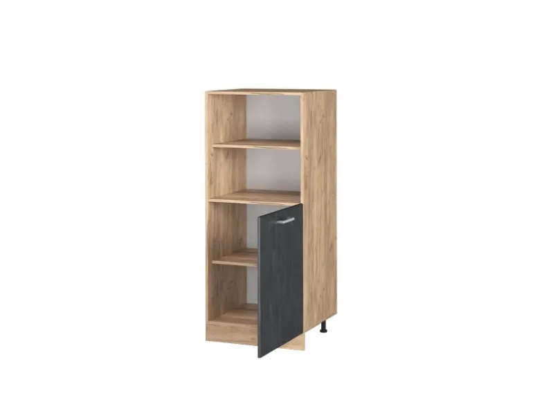 Vicco Herdumbauschrank R-Line Herdschrank Schwarz Beton/Goldkraft Eiche 60 cm mit Goldkraft Eiche Korpus