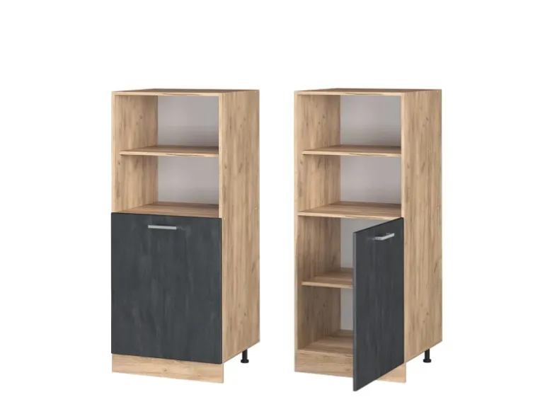 Vicco Herdumbauschrank R-Line Herdschrank Schwarz Beton/Goldkraft Eiche 60 cm mit Goldkraft Eiche Korpus