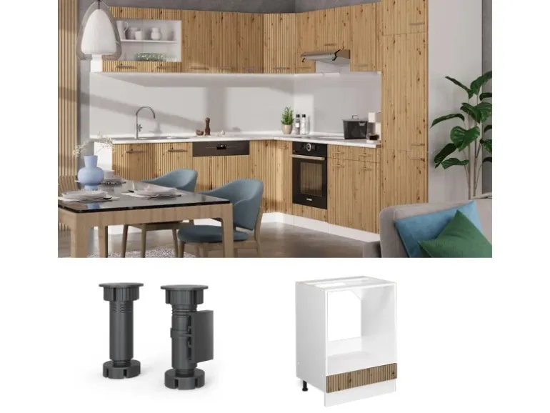 Vicco Herdumbauschrank R-Line Herdschrank Artisan-Eiche/Weiß 60 cm AP Anthrazit