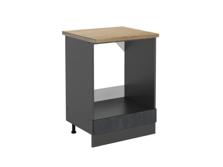 Vicco Herdumbauschrank R-Line Herdschrank Schwarz Beton/Anthrazit 60 cm AP Eiche