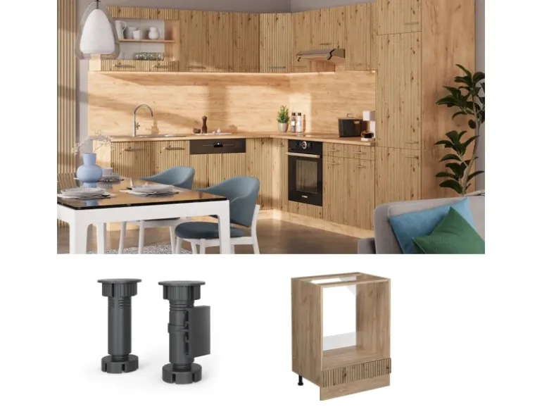 Vicco Herdumbauschrank R-Line Artisan-Eiche/Goldkraft Eiche 60 cm AP Eiche