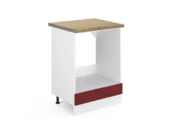 Vicco Herdumbauschrank R-Line Bordeaux Hochglanz/Weiß 60 cm AP Eiche