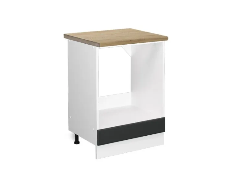 Vicco Herdumbauschrank R-Line Anthrazit Landhaus/Weiß 60 cm AP Eiche