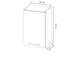 Vicco Hängeschrank Fame-Line Hängender Küchenschrank Dunkelblau Hochglanz/Anthrazit 40 cm
