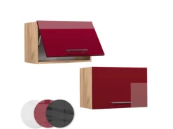 Vicco Hängeschrank Fame-Line Bordeaux Hochglanz/Goldkraft Eiche 60 cm Flach