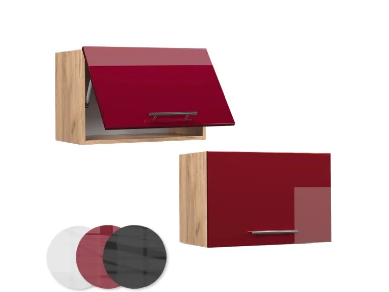 Vicco Hängeschrank Fame-Line Bordeaux Hochglanz/Goldkraft Eiche 60 cm Flach