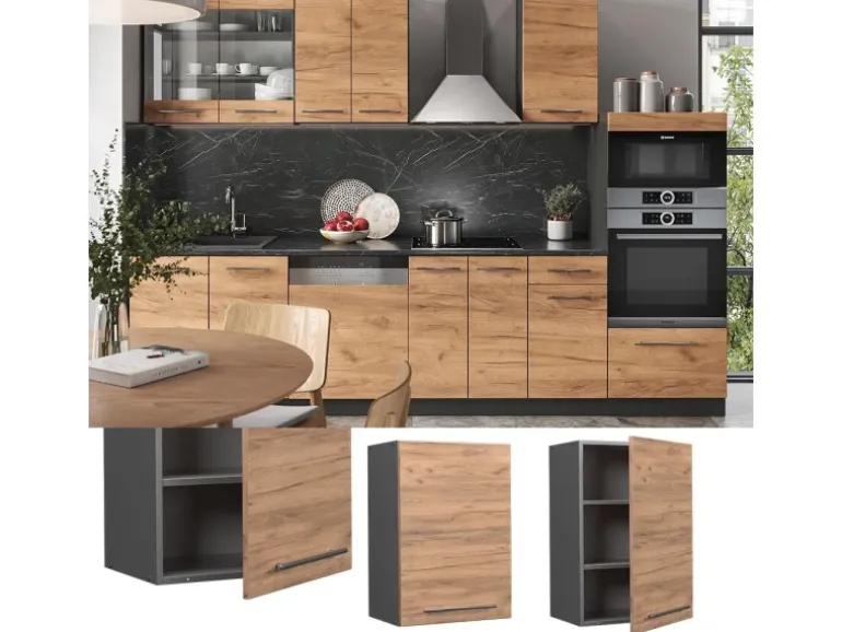 Vicco Hängeschrank Fame-Line Hängender Küchenschrank Goldkraft Eiche/Anthrazit 50 cm