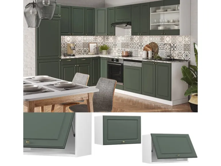 Vicco Hängeschrank Fame-Line Hängender Küchenschrank Grün-Gold Landhaus/Weiß 60 cm Flach