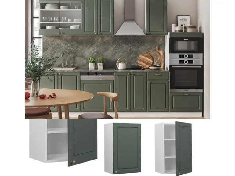 Vicco Hängeschrank Fame-Line Hängender Küchenschrank Grün-Gold Landhaus/Weiß 45 cm