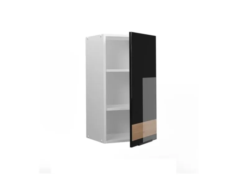 Vicco Hängeschrank Fame-Line Hängender Küchenschrank Schwarz-Eiche Hochglanz/Weiß 40 cm