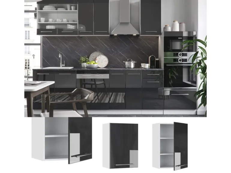 Vicco Hängeschrank Fame-Line Hängender Küchenschrank Anthrazit Hochglanz/Weiß 50 cm
