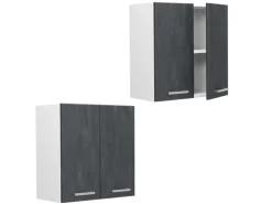 Vicco Hängeschrank R-Line Hängender Küchenschrank Schwarz Beton/Weiß 60 cm