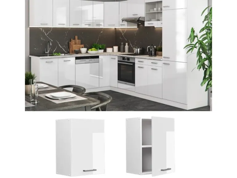 Vicco Hängeschrank R-Line Hängender Küchenschrank Weiß Hochglanz/Weiß 45 cm