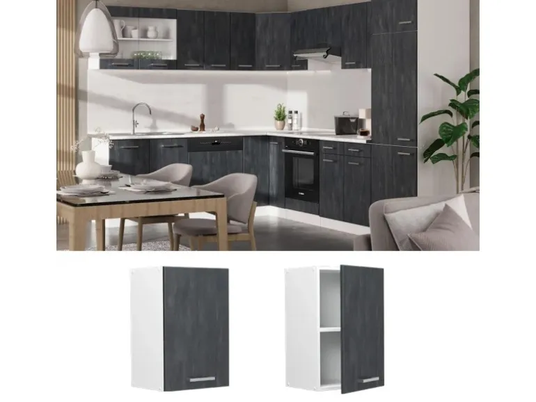 Vicco Hängeschrank R-Line Hängender Küchenschrank Schwarz Beton/Weiß 40 cm