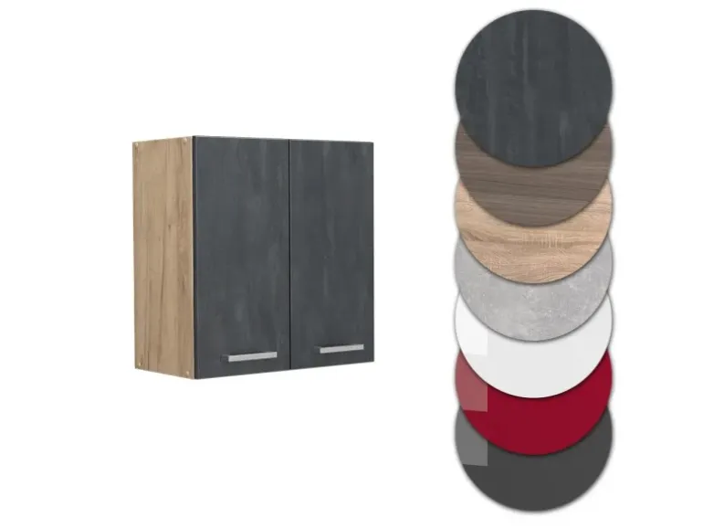 Vicco Hängeschrank R-Line Hängender Küchenschrank Schwarz Beton/Goldkraft Eiche 60 cm