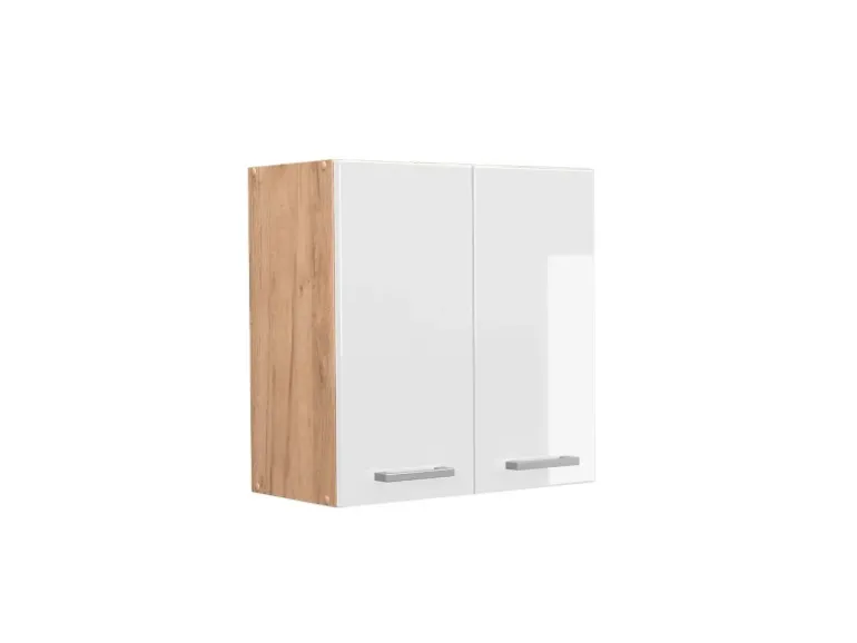 Vicco Hängeschrank R-Line Hängender Küchenschrank Weiß Hochglanz/Goldkraft Eiche 60 cm