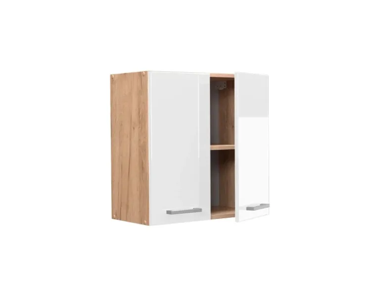 Vicco Hängeschrank R-Line Hängender Küchenschrank Weiß Hochglanz/Goldkraft Eiche 60 cm