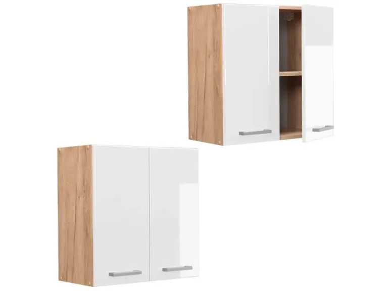 Vicco Hängeschrank R-Line Hängender Küchenschrank Weiß Hochglanz/Goldkraft Eiche 60 cm