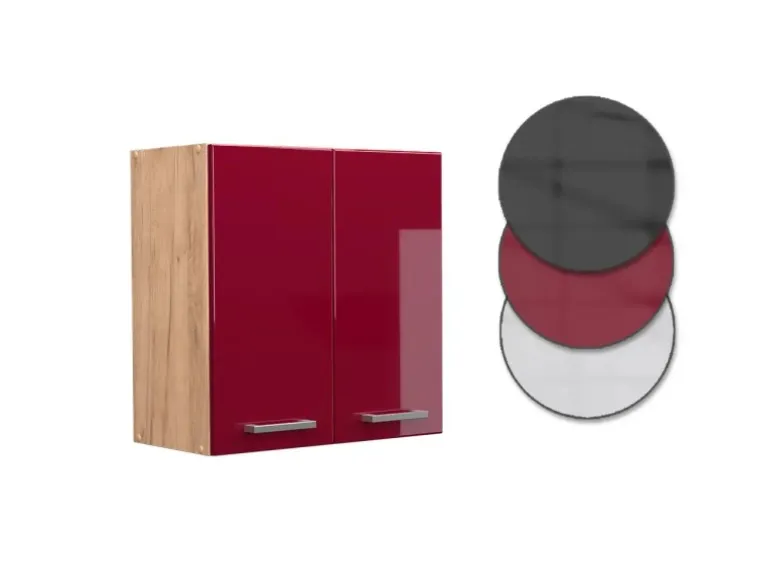 Vicco Hängeschrank R-Line Hängender Küchenschrank Bordeaux Hochglanz/Goldkraft Eiche 60 cm