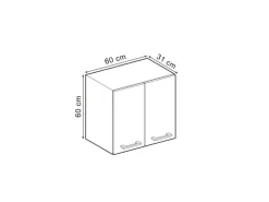 Vicco Hängeschrank R-Line Hängender Küchenschrank Bordeaux Hochglanz/Anthrazit 60 cm