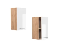 Vicco Hängeschrank R-Line Hängender Küchenschrank Weiß Hochglanz/Goldkraft Eiche 30 cm