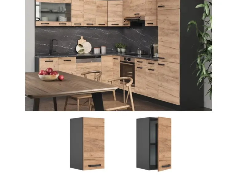 Vicco Hängeschrank R-Line Hängender Küchenschrank Goldkraft Eiche/Anthrazit 30 cm