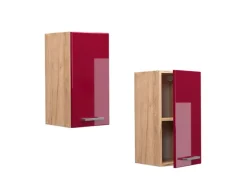Vicco Hängeschrank R-Line Hängender Küchenschrank Bordeaux Hochglanz/Goldkraft Eiche 30 cm