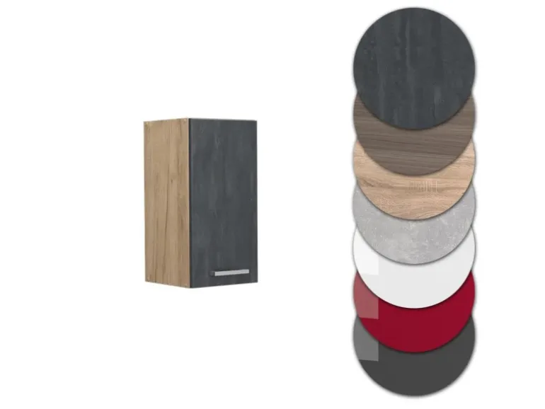 Vicco Hängeschrank R-Line Hängender Küchenschrank Schwarz Beton/Goldkraft Eiche 30 cm