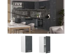 Vicco Hängeschrank R-Line Hängender Küchenschrank Schwarz Beton/Weiß 30 cm