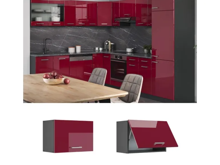 Vicco Hängeschrank R-Line Hängender Küchenschrank Bordeaux Hochglanz/Anthrazit 60 cm Flach