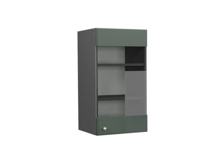 Vicco Küchenglasschrank Fame-Line Glashängeschrank Grün-Gold Landhaus/Anthrazit 40 cm