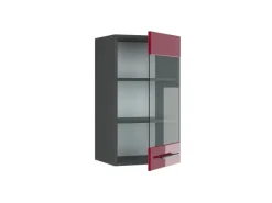 Vicco Küchenglasschrank Fame-Line Glashängeschrank Bordeaux Hochglanz/Anthrazit 40 cm