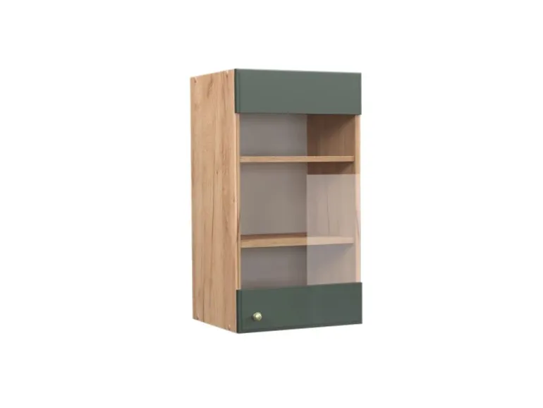 Vicco Küchenglasschrank Fame-Line Grün-Gold Landhaus/Goldkraft Eiche 40 cm