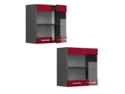 Vicco Küchenglasschrank R-Line Glashängeschrank Bordeaux Hochglanz/Anthrazit 60 cm