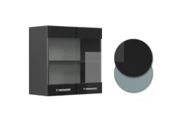 Vicco Küchenglasschrank R-Line Glashängeschrank Schwarz Hochglanz 60 cm