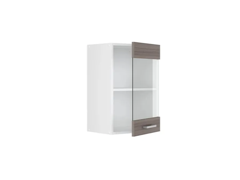 Vicco Küchenglasschrank R-Line Glashängeschrank Grau/Weiß 40 cm