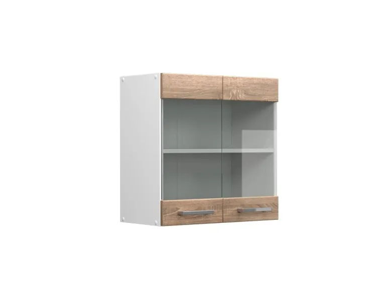 Vicco Küchenglasschrank R-Line Glashängeschrank Sonoma/Weiß 60 cm