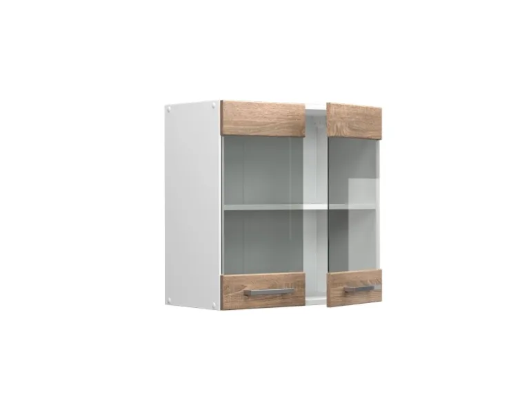 Vicco Küchenglasschrank R-Line Glashängeschrank Sonoma/Weiß 60 cm